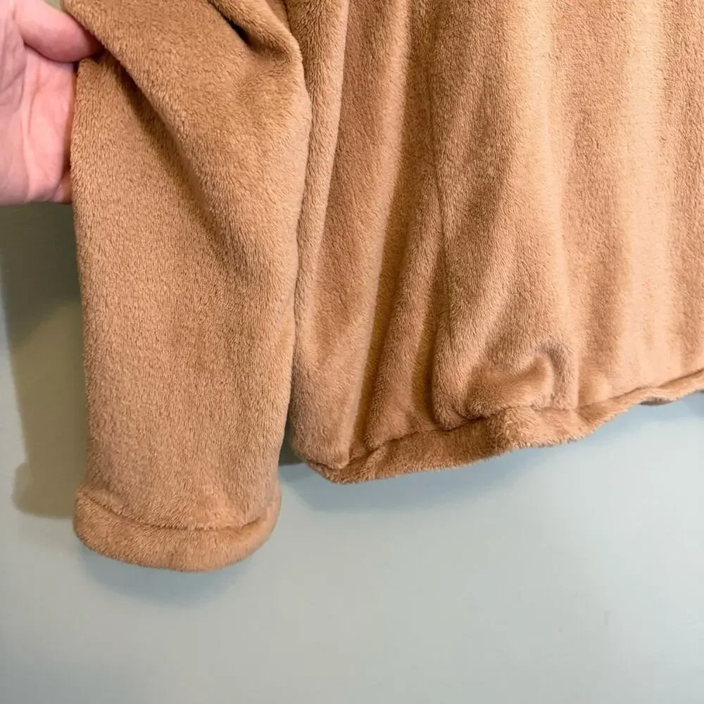 Andree By Unit Fuzzy Fleece Snap Long Sleeve Button Front Jacket Brown 2X Plus - Picture 9 of 9